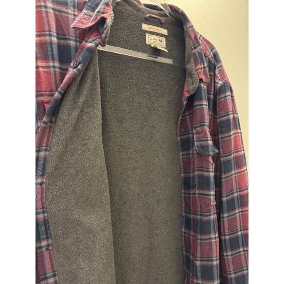 LL Bean Fleece Lined Flannel Shirt Mens Large Plaid Jacket Shacket Traditional - Picture 6 of 9